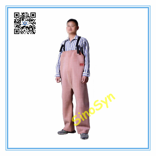 FQ1731 Fabric Rubber Safty Chest/ Waist Protective Working Fishery Men Pants --Light Red